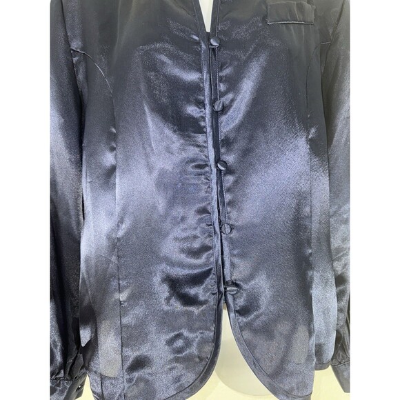 Vintage Jordan Woman Red & Black Striped Long Sleeve Button-Up Blouse Size 10 - Picture 4 of 8